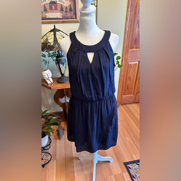 By&by Navy Women’s Dress Sleeveless Lined Size Large Rayon Polyester Knee Length - Picture 1 of 14